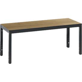 Umkleidebank Basic Plus, für Feuchträume, ohne Rückenlehne, 4-Fußgestell schwarzgrau RAL 7021, ohne Schuhrost, B 1000 mm, Dekor Eiche Serrano