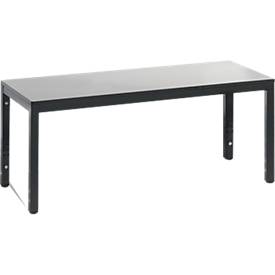 Umkleidebank Basic Plus, für Feuchträume, ohne Rückenlehne, 4-Fußgestell schwarzgrau RAL 7021, ohne Schuhrost, B 1000 mm, Dekor silbergrau