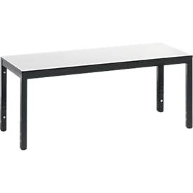 Umkleidebank Basic Plus, für Feuchträume, ohne Rückenlehne, 4-Fußgestell schwarzgrau RAL 7021, ohne Schuhrost, B 1000 mm, Dekor weiß