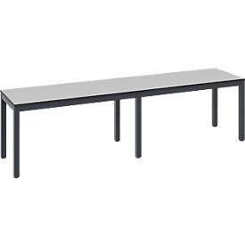 Umkleidebank Basic Plus, für Feuchträume, ohne Rückenlehne, 6-Fußgestell schwarzgrau RAL 7021, ohne Schuhrost, B 1500 mm, Dekor silbergrau