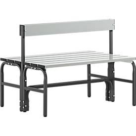 Umkleidebank, Edelstahlrohr/Alu, doppelt mit Rückenteil, L 1500 mm, anthrazit