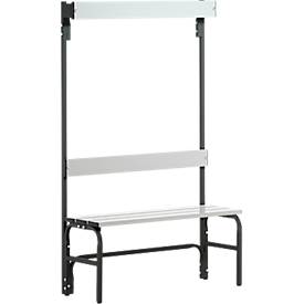 Umkleidebank, Edelstahlrohr/Alu, einfach mit Garderobenteil, L 1015 mm, anthrazit