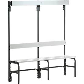 Umkleidebank, Edelstahlrohr/Alu, einfach mit Garderobenteil, L 1500 mm, anthrazit