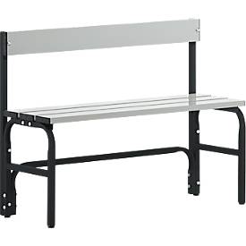 Umkleidebank, Edelstahlrohr/Alu, einfach mit Rückenteil, L 1015 mm, anthrazit