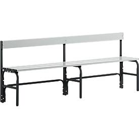 Umkleidebank, Edelstahlrohr/Alu, einfach mit Rückenteil, L 2000 mm, anthrazit