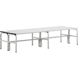 Umkleidebank, Stahlrohr/Alu, doppelt, 2000 mm lang, lichtgrau