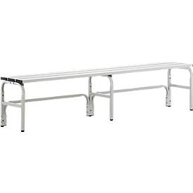 Umkleidebank, Stahlrohr/Alu, einfach, 2000 mm lang, lichtgrau