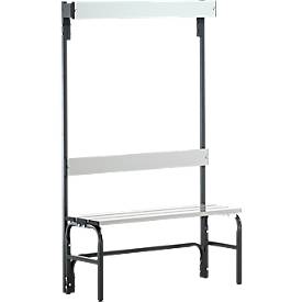 Umkleidebank, Stahlrohr/Alu, einfach mit Garderobenteil, 1015 mm breit, anthrazit