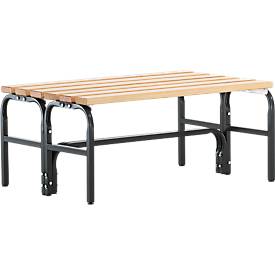 Umkleidebank, Stahlrohr/Holz, doppelt, 1015 mm breit, anthrazit