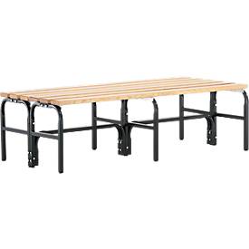 Umkleidebank, Stahlrohr/Holz, doppelt, 1500 mm breit, anthrazit