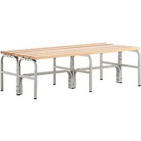 Umkleidebank, Stahlrohr/Holz, doppelt, L 1500 mm, lichtgrau