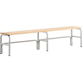 Umkleidebank, Stahlrohr/Holz, einfach, L 2000 mm, lichtgrau