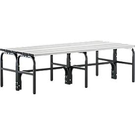 Umkleidebank, Stahlrohr/Alu, doppelt, 1015/1500/2000 mm lang