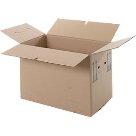 Umzugskarton, 1-wellig, bis 40 kg, Beschriftungsfeld, verstärkte Handgriffe, L 500 x B 300 x H 340 mm, braun, 25 Stück