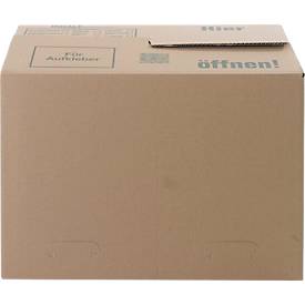 Umzugskarton, 1-wellig, bis 40 kg, Beschriftungsfeld, verstärkte Handgriffe, L 500 x B 300 x H 340 mm, braun