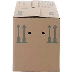 Umzugskarton, 1-wellig, bis 40 kg, Beschriftungsfeld, verstärkte Handgriffe, L 500 x B 300 x H 340 mm, braun