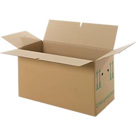 Umzugskarton, 2-wellig, bis 40 kg, Beschriftungsfeld, Doppelgriff-System, Schmetterlingsboden, L 610 x B 305 x H 320 mm, braun, 20 Stück