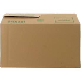 Umzugskarton, 2-wellig, bis 40 kg, Beschriftungsfeld, Doppelgriff-System, Schmetterlingsboden, L 610 x B 305 x H 320 mm, braun, 20 Stück