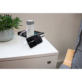 UNILUX LED-Mobilleuchte Pocketlight, 3-in-1: Tischleuchte, Taschenlampe & Powerbank, dimmbar, Weißgrau