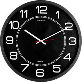 Unilux MEGA Wanduhr, Durchmesser 57,5 cm, Quarz-Uhrwerk, schwarz
