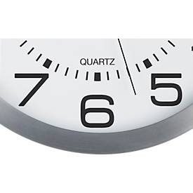 Unilux MOON Wanduhr metallgrau, 30 cm, beleuchtetes Ziffernblatt, Batterie- und Netzbetrieb