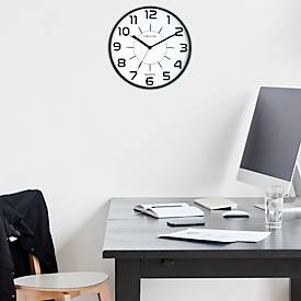 Unilux POP Wanduhr schwarz, Durchmesser: 30,5 cm, Quarzuhrwerk, leise schleichende Zeiger, Batterie inklusive