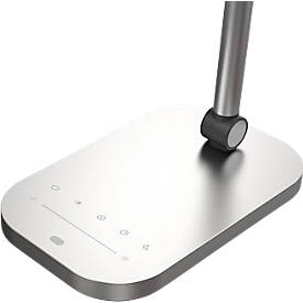 Unilux PURELINE LED Schreibtischleuchte, dimmbar, 3000K/4000K/5700K, Helligkeitssensor, Gelenkarm, metallgrau