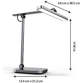Unilux PURELINE LED Schreibtischleuchte, dimmbar, 3000K/4000K/5700K, Helligkeitssensor, Gelenkarm, metallgrau