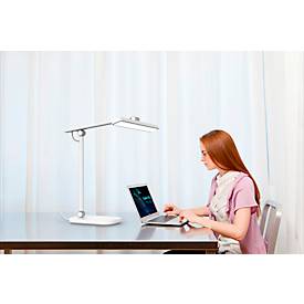 Unilux PURELINE LED Schreibtischleuchte, dimmbar, 3000K/4000K/5700K, Helligkeitssensor, Gelenkarm, weiß