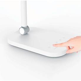 Unilux PURELINE LED Schreibtischleuchte, dimmbar, 3000K/4000K/5700K, Helligkeitssensor, Gelenkarm, weiß