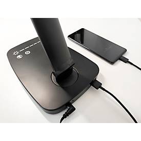 UNILUX TWISTLED Schreibtischleuchte, 2700 - 6000 K, 1558 lm, dimmbar, USB Ladefunktion, faltbar, schwarz
