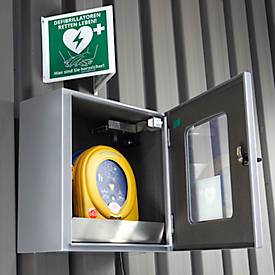 Universal Defibrillator-Außenwandkasten, klimatisiert, beleuchtet mit Alarm, IP54, B 400 mm x T 200 mm x H 400 mm