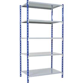 Universal-Steckregal, Grundfeld, 5 Stahlblechböden, Traglast 125 kg, B 1000 x H 2000 x T 500 mm