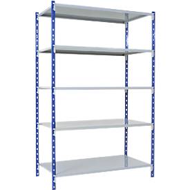 Universal-Steckregal, Grundfeld, 5 Stahlblechböden, Traglast 125 kg, B 1250 x H 2000 x T 400 mm