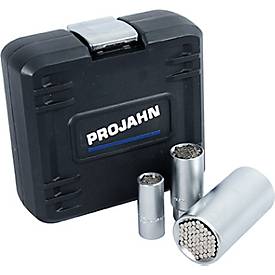 Universal-Steckschlüsselkoffer PROJAHN, 3-tlg., 1/4' und 3/8' und 1/2', Kunststoff-Box