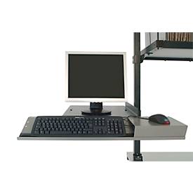 Universalablage für Pack- und Arbeitstisch Rocholz System 1200/1600/2000, bis zu 25 kg, höhenverstellbar, B 440 x T 520 x H 90 mm, hellgrau