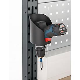 Universalhalter für Arbeitstische/Tischaufbauten AST31, offen, bis 5 kg, Kunststoff, schwarz