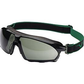 UNIVET Vollsichtschutzbrille 625 Grün G15, EN166/170/172, Rahmen dunkelgrau, Scheibe grün, Polycarbonat