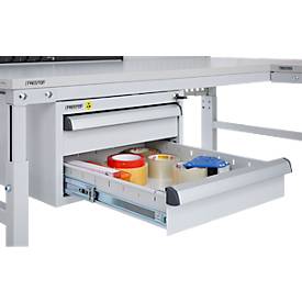 Unterbau-Container für Arbeitstische, Zentralverschluss, mit ESD-Schutz, B 450 x T 520 mm, 2 Schubladen