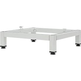Untergestell für Schließfach Würfel, B 380 x T 370 x H 100 mm, mit 4 Füßen, zerlegt, Stahl, lichtgrau RAL 7035