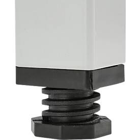 Untergestell für Schließfach Würfel, B 380 x T 370 x H 100 mm, mit 4 Füßen, zerlegt, Stahl, lichtgrau RAL 7035