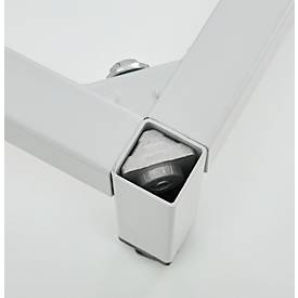 Untergestell für Schließfach Würfel, B 380 x T 370 x H 100 mm, mit 4 Füßen, zerlegt, Stahl, lichtgrau RAL 7035