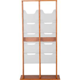 Update Display Boden-Prospektständer WoodMagazine, 20 DIN A4, doppelseitig, Buchenholz, Acrylglas, freistehend, Buche