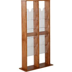 Update Display Boden-Prospektständer WoodMagazine, 20 DIN A4, doppelseitig, Buchenholz, Acrylglas, freistehend, Buche