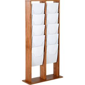 Update Display Boden-Prospektständer WoodMagazine, 20 DIN A4, doppelseitig, Buchenholz, Acrylglas, freistehend, Buche