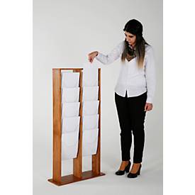 Update Display Boden-Prospektständer WoodMagazine, 20 DIN A4, doppelseitig, Buchenholz, Acrylglas, freistehend, Buche