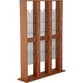 Update Display Boden-Prospektständer WoodMagazine, 30 x DIN A4, doppelseitig, Buchenholz, Acrylglas, freistehend, Buche