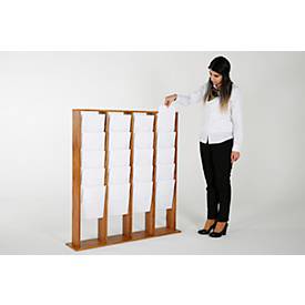 Update Display Boden-Prospektständer WoodMagazine, 40 x DIN A4, doppelseitig, Buchenholz, Acrylglas, freistehend, Buche