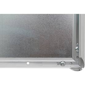 Update Display FireProtection-Klapprahmen, DIN A0, 25 mm Profil, für Wandmontage, B1-zertifizierte Schutzfolie, Aluminium, silber