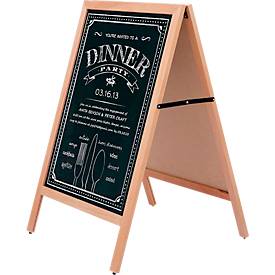 Update Display Holz-Kundenstopper Economy Indoor, Buchenholz, dunkel lasiert, B 670 x H 1030 mm